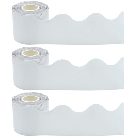 Teacher Created Resources White Scalloped Rolled Border Trim, 50 Feet Per Roll, PK3 TCR8942